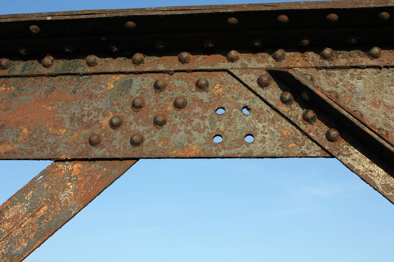 Upper connection, showing empty rivet holes